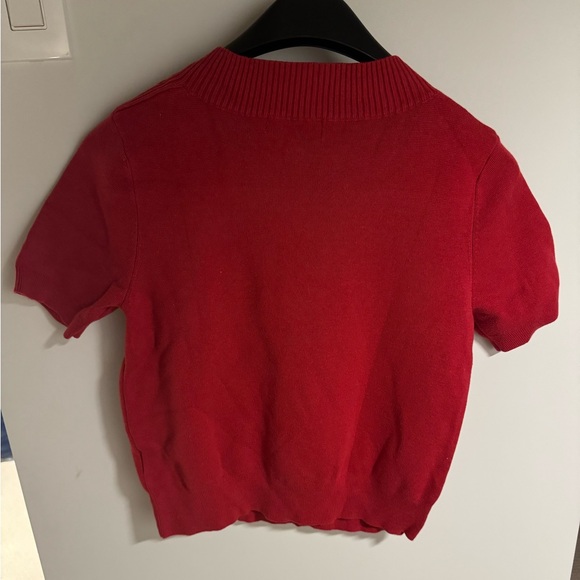 Short Sleeved Red Knit Top - Picture 5 of 6